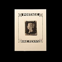 Victorian Penny Black Re-entry with Black Maltese Cross