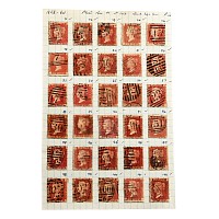 Victorian Penny Red Stamps with Plate Numbers 71 to 102