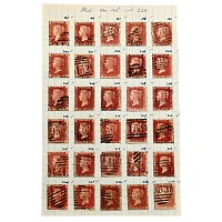 Victorian Penny Red Stamps with Plate Numbers 195 to 224