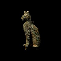 Egyptian Bronze Seated Cat Statuette