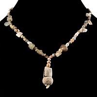 Western Asiatic Cream Glass and Other Bead Necklace String