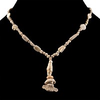 Western Asiatic Cream Glass and Other Bead Necklace String