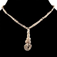 Western Asiatic Cream Glass and Other Bead Necklace String