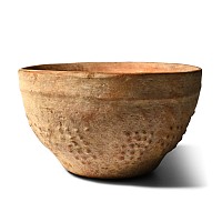 Greek Terracotta Wine Cup with Pellets Representing Bunches of Grapes