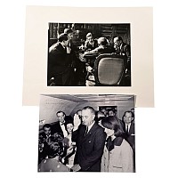 Anthony Eden, Pierre Laval, Francois Piétri, and Henri Berenger meeting by Lucian Aigner; Cecil Stoughton, Lyndon B Johnson being sworn in as president after the assassination of J.F.K.