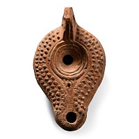 Late Roman Terracotta Oil Lamp with Stipple Decoration