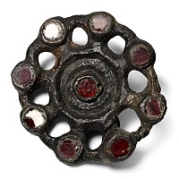 Anglo-Saxon Bronze Openwork Brooch with Garnets