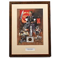 Bronze Roman Coin and Framed Limited Edition Print