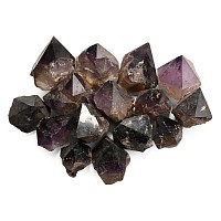 Group of Fourteen [14] Large Amethyst and Smoky Quartz Crystal Points
