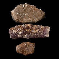 Group of Three [3] Large Pale Amethyst and Quartz Crystal Sections