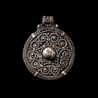 Scandinavian Viking Silver Filigree Pendant with Scrolls