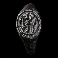 Medieval Bronze Ring with Crowned R