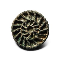 Large West Central Asian Bronze Double Sun-Whorl Seal Matrix