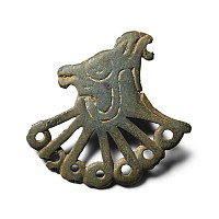 Large West Central Asian Bronze Decorative Bird of Prey Mount