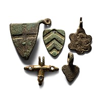 Medieval Knight's Bronze Heraldic Horse Harness Pendant Group