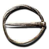 Medieval Silver Decorated Ring Brooch