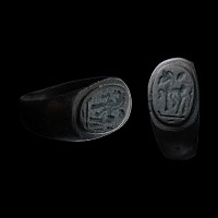 Roman Bronze Ring with Stepping Horse and Dioscourus