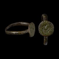 Large Roman Bronze Ring with Gryphon