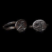 Large Byzantine Bronze Ring with Bird