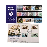Set of Twenty [20] Mint Stamps from the Island of Lundy and Artist Signed Scotland Wildlife First Day Cover