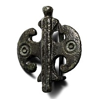 Roman Bronze Double Axe Plate Brooch