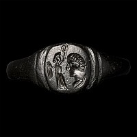 Late Roman Bronze Ring with Coronation of an Emperor