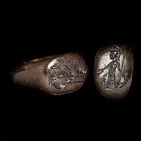 Roman Bronze Ring with Minerva Standing