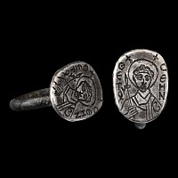 Post Byzantine Silver Ring with Saint Demetrios