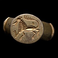 Post Medieval Silver-Gilt Ring with Lion
