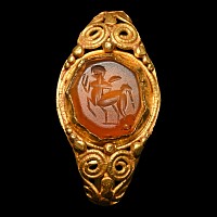 Roman Gold Ring with Carnelian Gemstone with Centaur