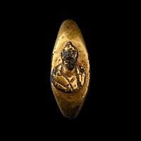 Roman Gold-Plated Bronze Ring with Bust of Minerva