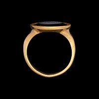 Roman Nicolo Gemstone of a Grazing Horse in Gold Ring