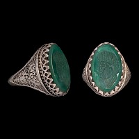 Bedouin Silver-Coloured Metal Ring with Gemstone