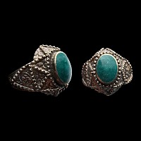 Bedouin Silver-Coloured Metal Ring with Gemstone