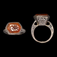 Bedouin Silver-Coloured Metal Ring with Gemstone
