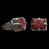 Bedouin Silver-Coloured Metal Ring with Gemstone