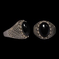 Bedouin Silver-Coloured Metal Ring with Gemstone