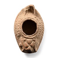 Byzantine Terracotta Slipper Oil Lamp with Expanding Cross