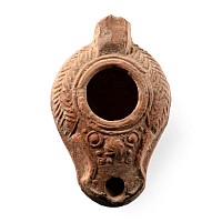 Byzantine Terracotta Slipper Oil Lamp with Chevrons