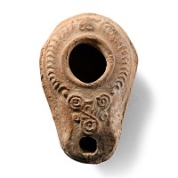 Byzantine Terracotta Candlestick Oil Lamp with Triskele