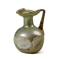Roman Iridescent Green Glass Trefoil Oinochoe