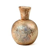Roman Iridescent Glass Flask with Flared Neck