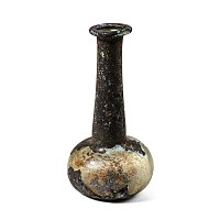 Roman Iridescent Glass Vial with Tall Neck