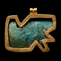 Egyptian Faience Eye of Horus in Gold Pendant