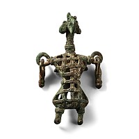 Amlash Bronze Figure of Fertility Cradling Baby on Chest