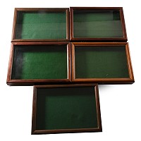 Group of Five [5] Felt-Lined Wooden Display Cases