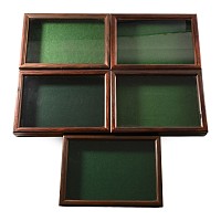 Group of Five [5] Felt-Lined Wooden Display Cases