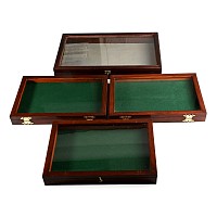 Group of Four [4] Felt-Lined Wooden Display Cases