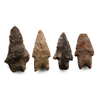 Large North American Stone Age Knapped Spear Point Group
