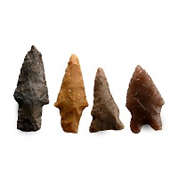 North American Stone Age Knapped Arrowhead Group